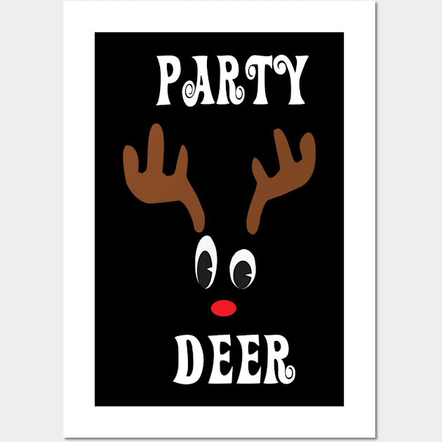 Party Reindeer Deer Red nosed Christmas Deer Hunting Hobbies Interests Wall Art by familycuteycom